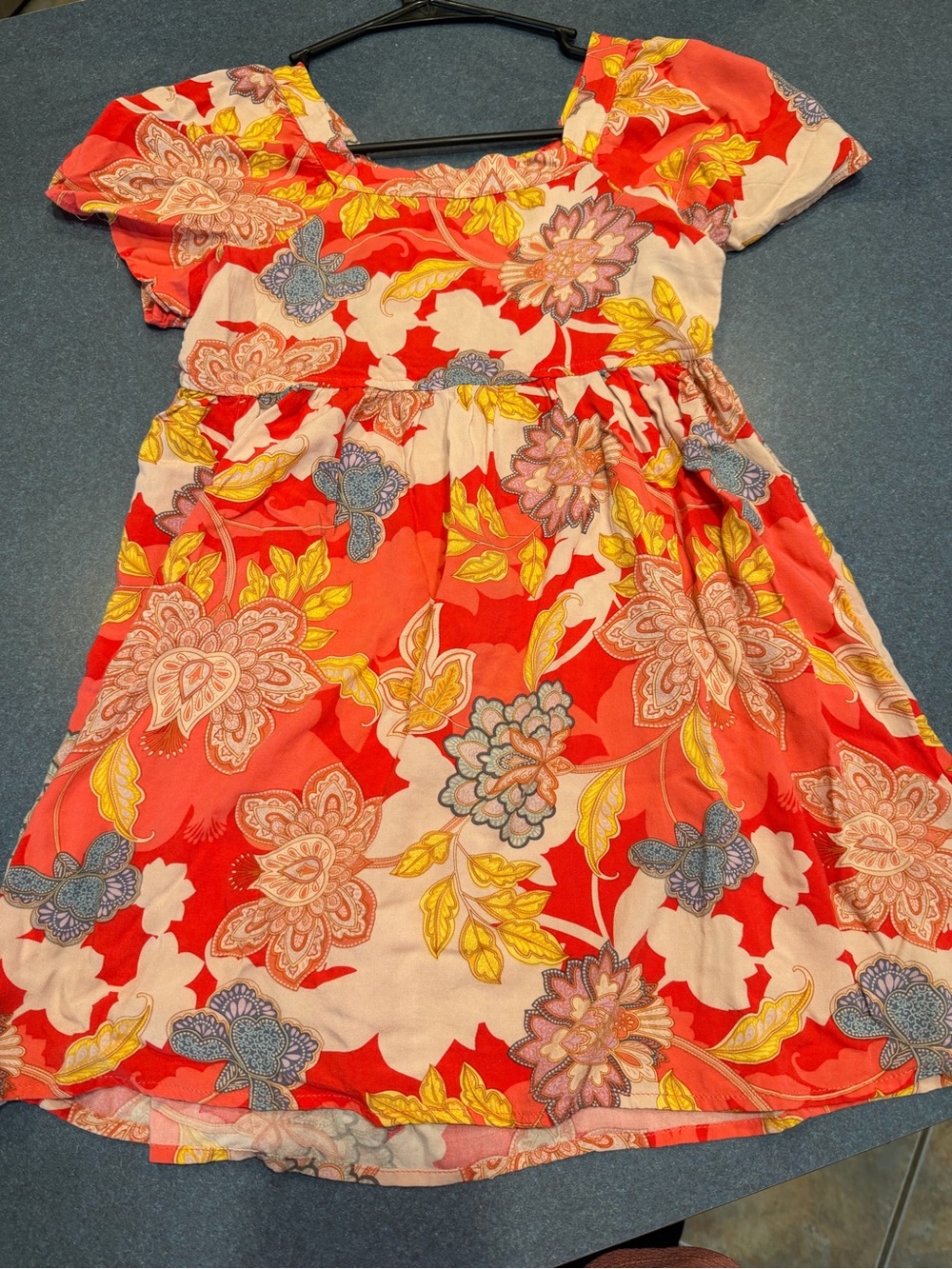 O'Neill Coral Floral Puff-Sleeve Dress with Yellow & Blue Accents